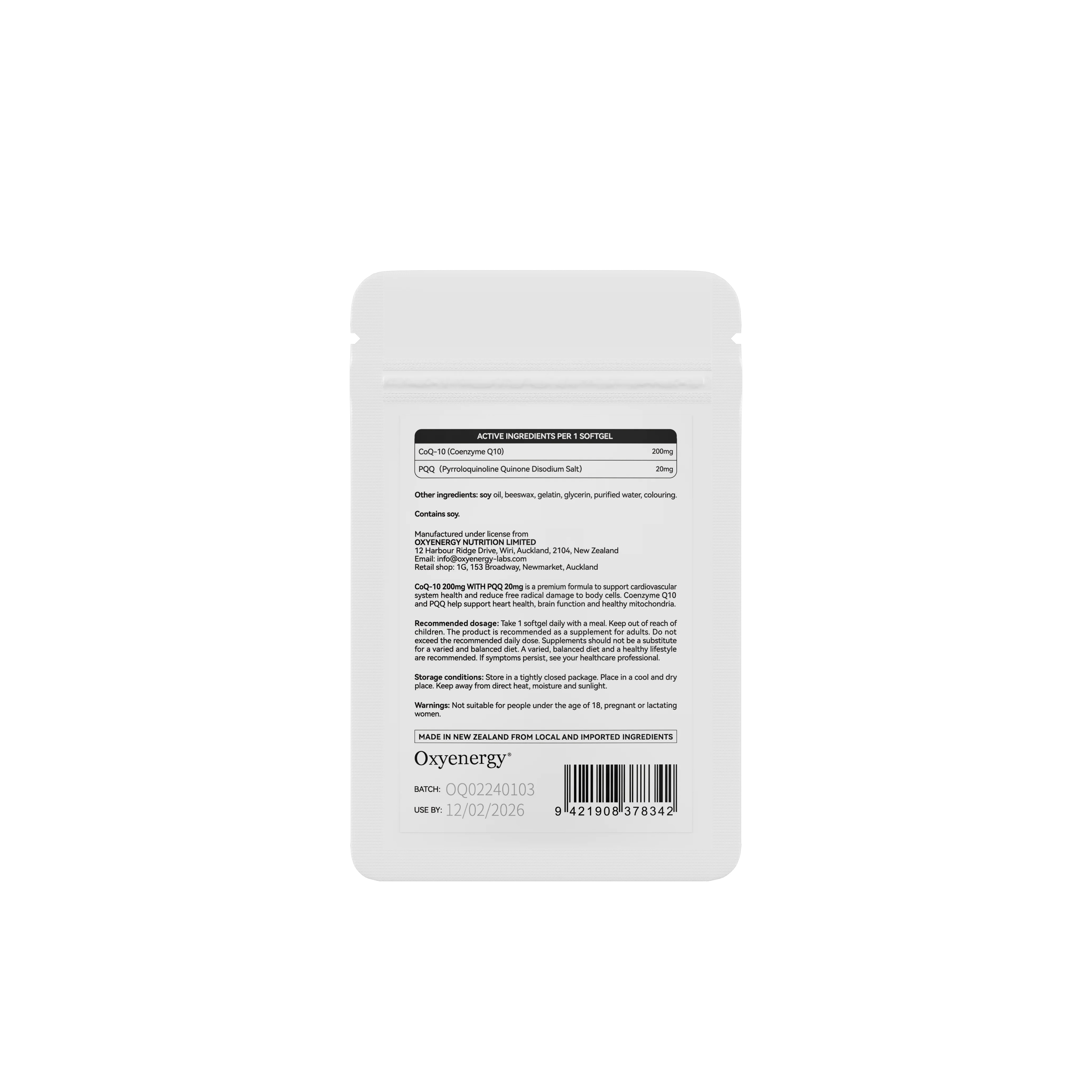 CoQ-10 200mg with PQQ 20mg Sachet - Trial Pack - Image 3